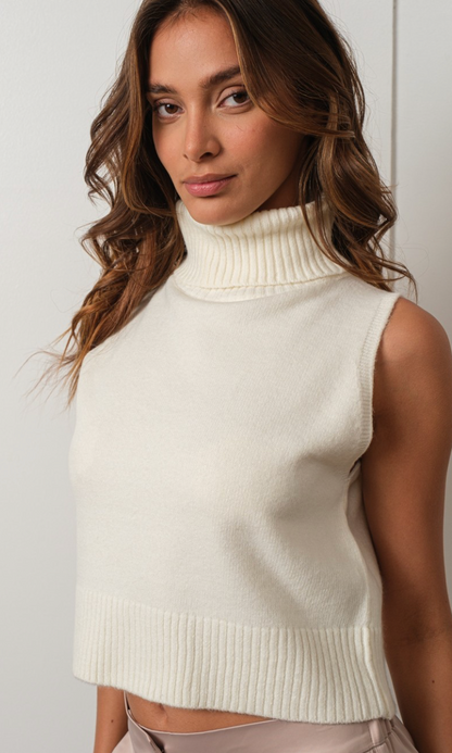 Mock Neck Knit Tank Ivory