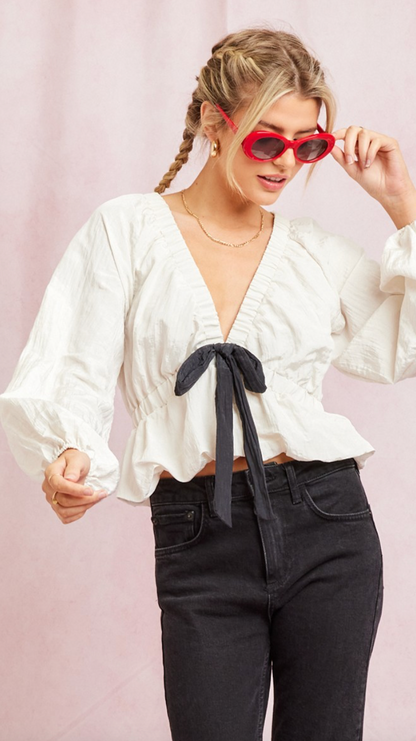 Tia Contrast Bow Top