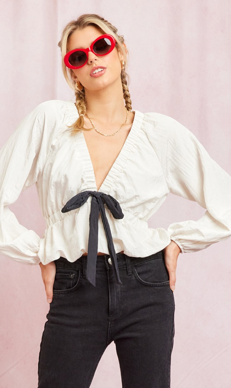 Tia Contrast Bow Top