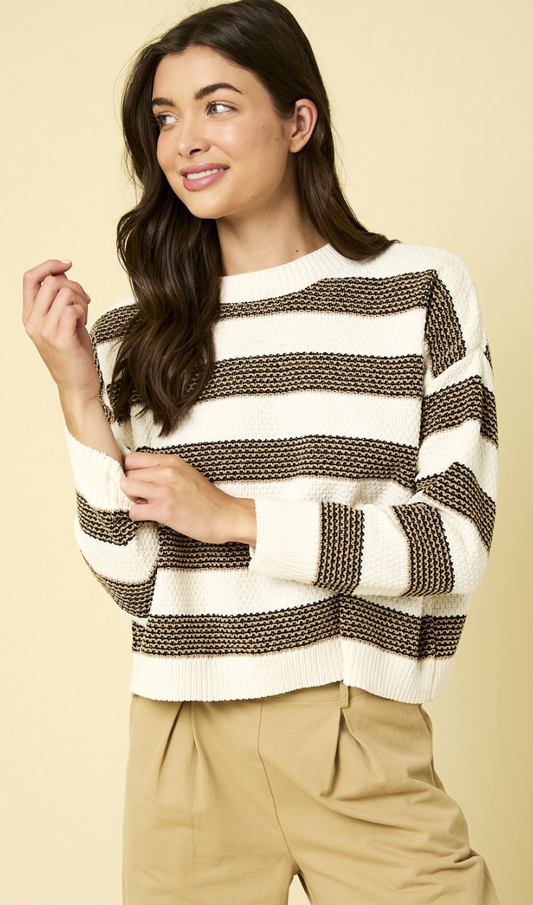 Cream/Brown Stripe Sweater