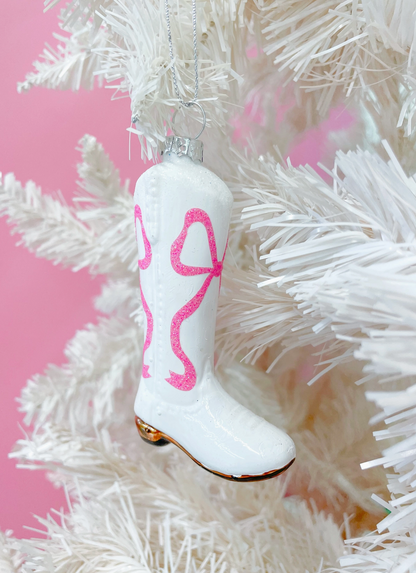 Pink Bow Boot Ornament