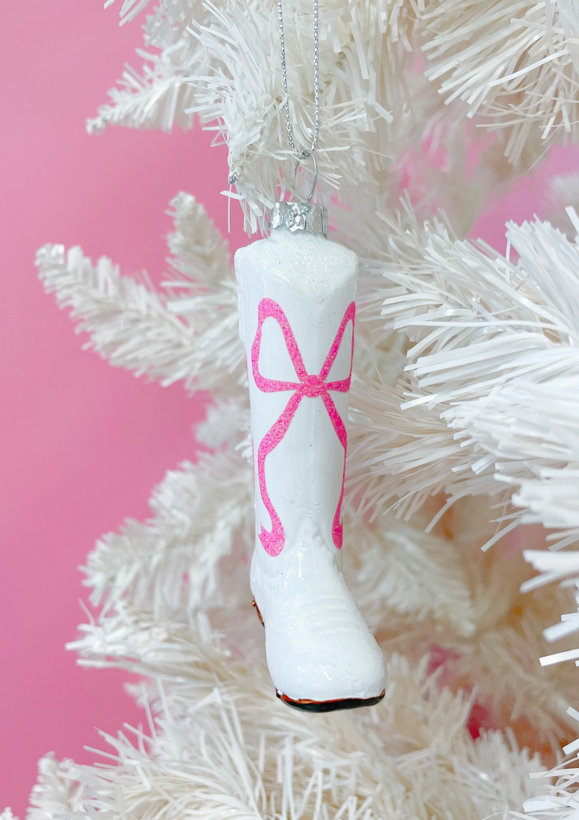 Pink Bow Boot Ornament