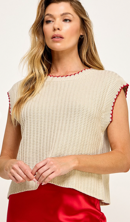 Red Stitch Sweater Vest