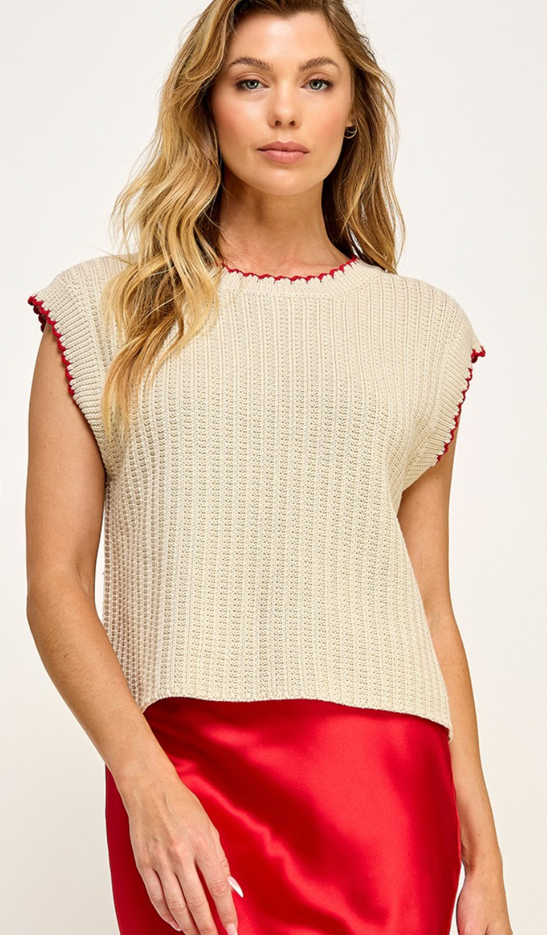 Red Stitch Sweater Vest