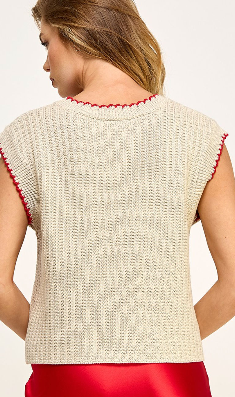 Red Stitch Sweater Vest