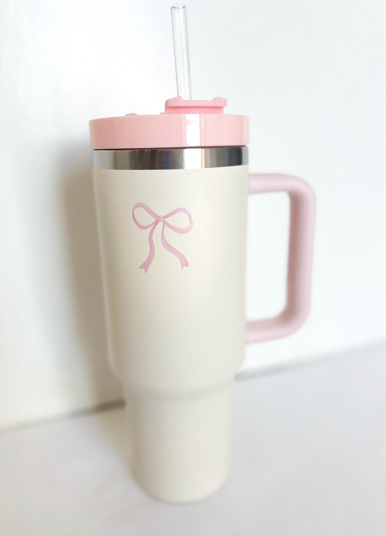 Cream & Pink Bow Tumbler