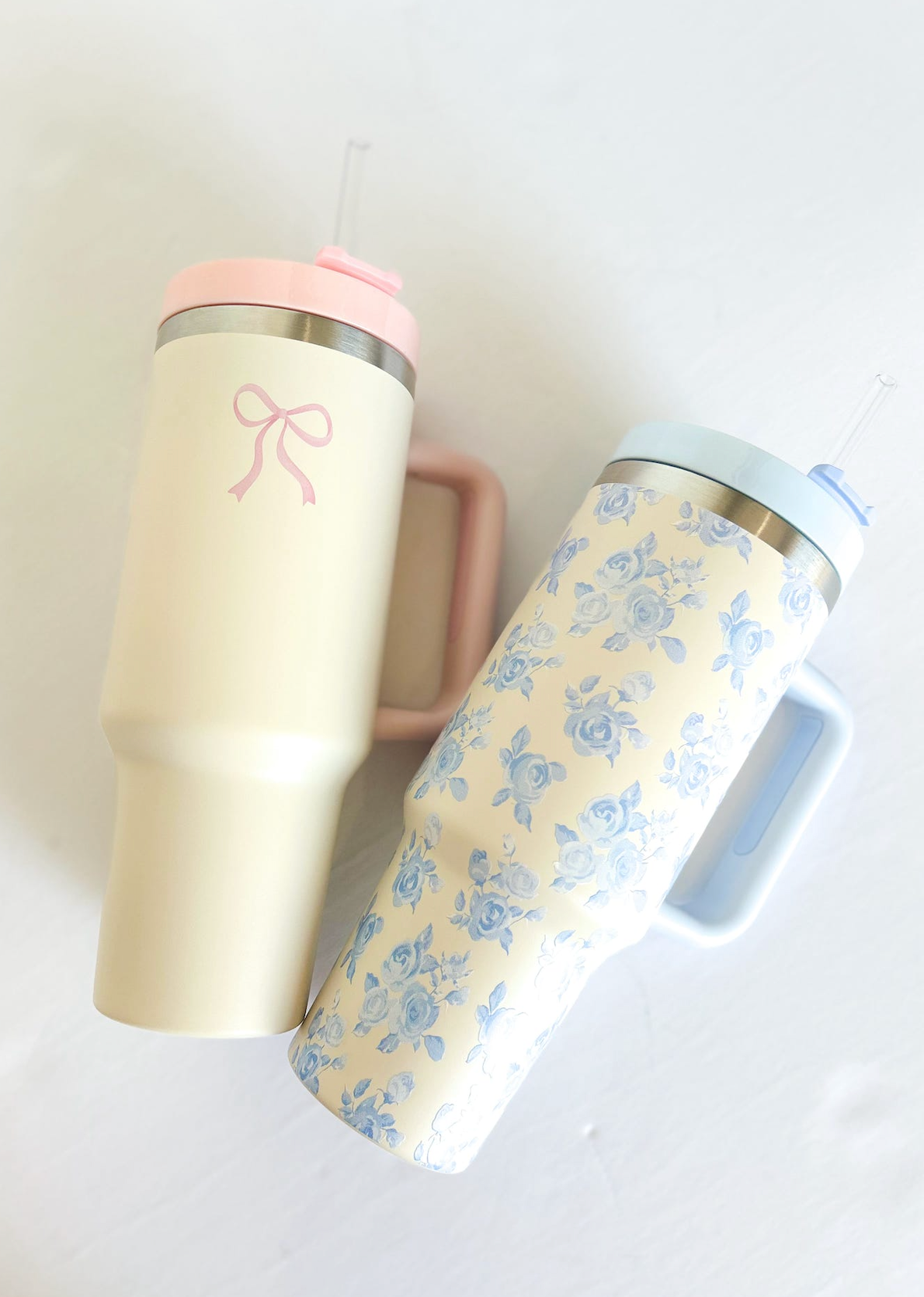 Cream & Pink Bow Tumbler