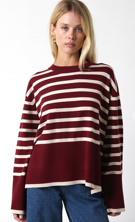 Crimson Stripe Sweater