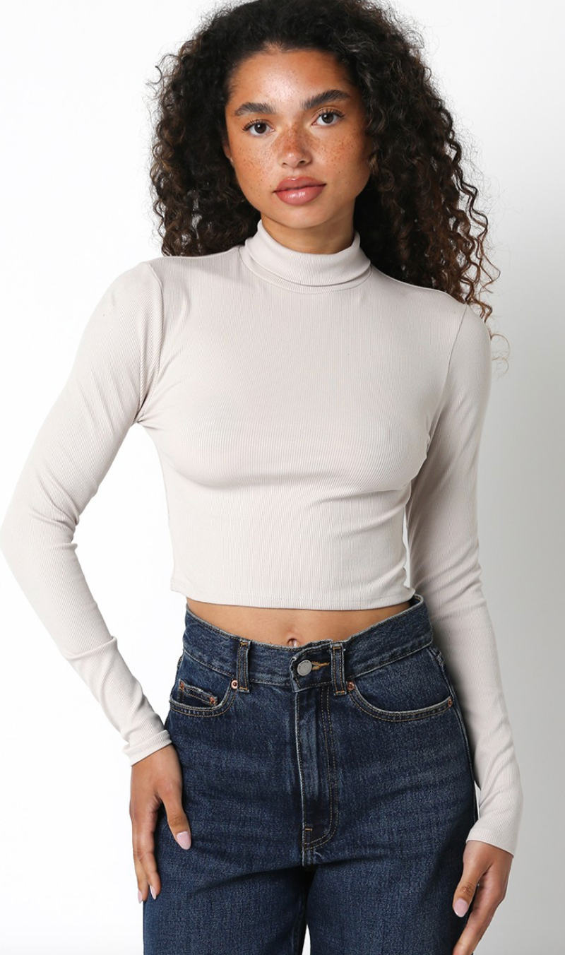 Basic Long Sleeve Turtleneck Oyster