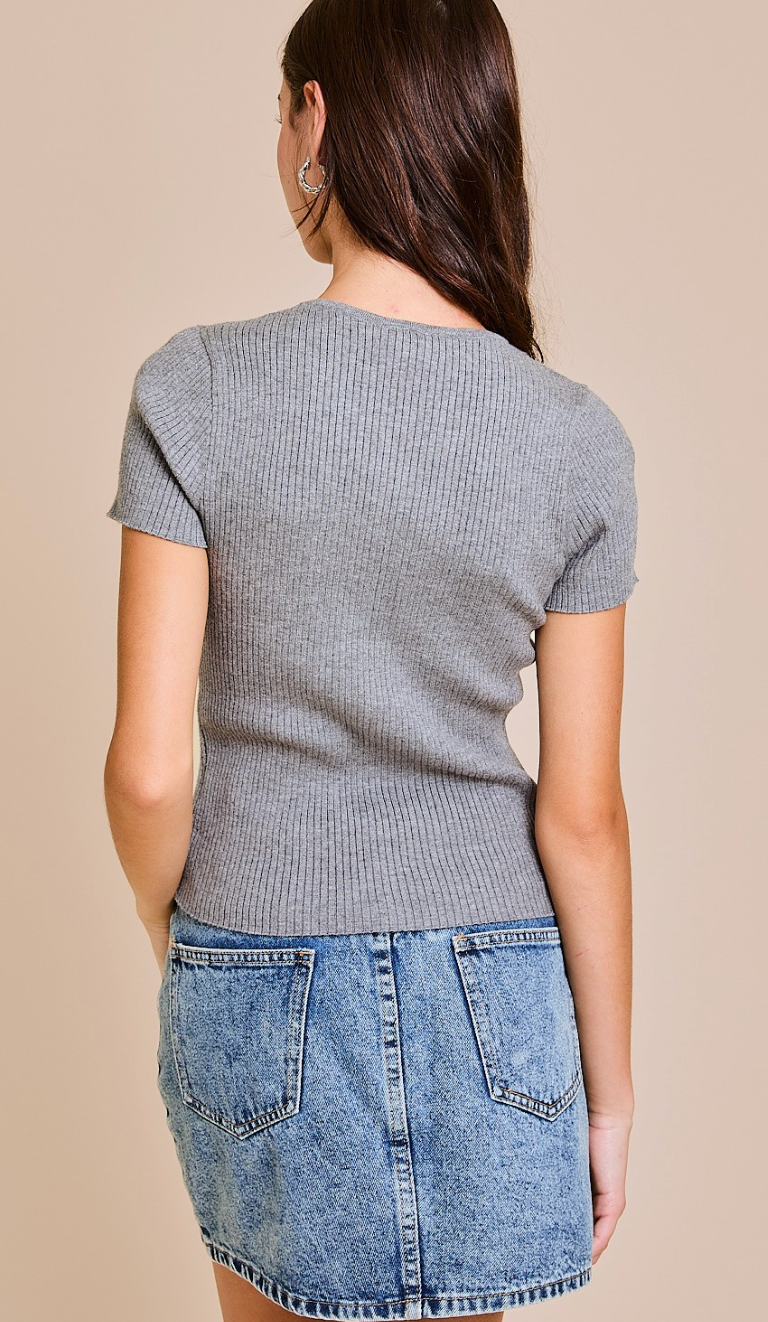 Mia Bows Sweater Top Grey