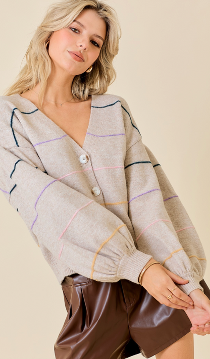 Taupe Rainbow Stripe Sweater