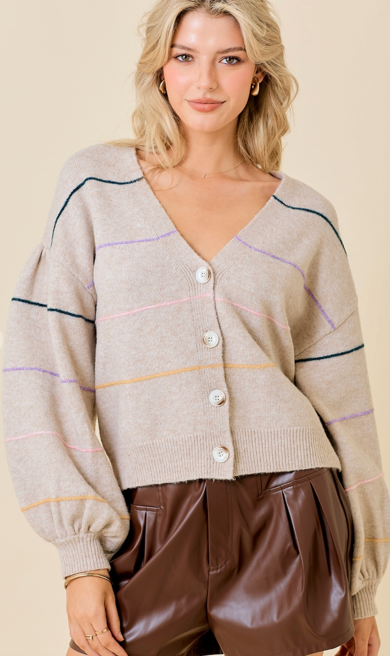 Taupe Rainbow Stripe Sweater