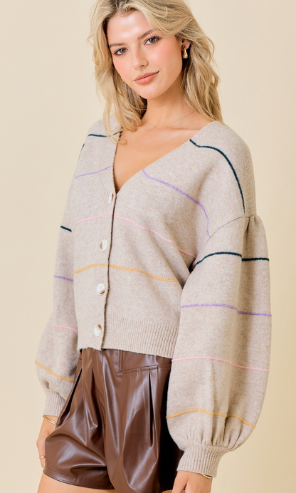 Taupe Rainbow Stripe Sweater