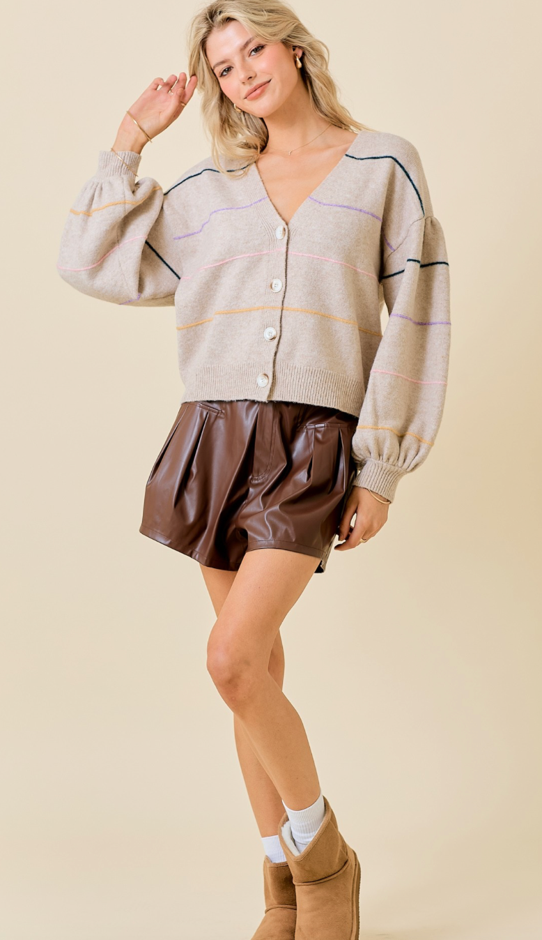 Taupe Rainbow Stripe Sweater