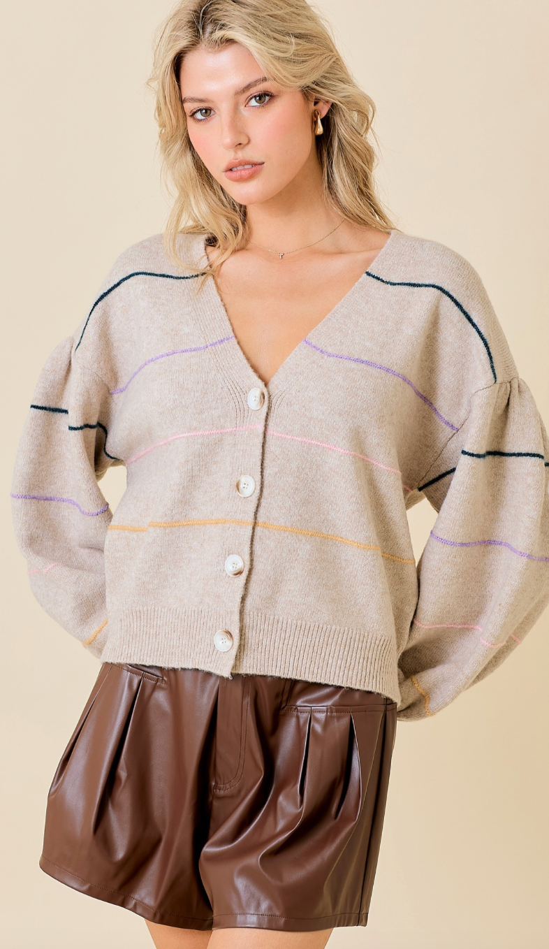 Taupe Rainbow Stripe Sweater