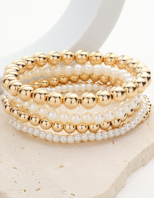 Pearl Stacked Bracelet Set