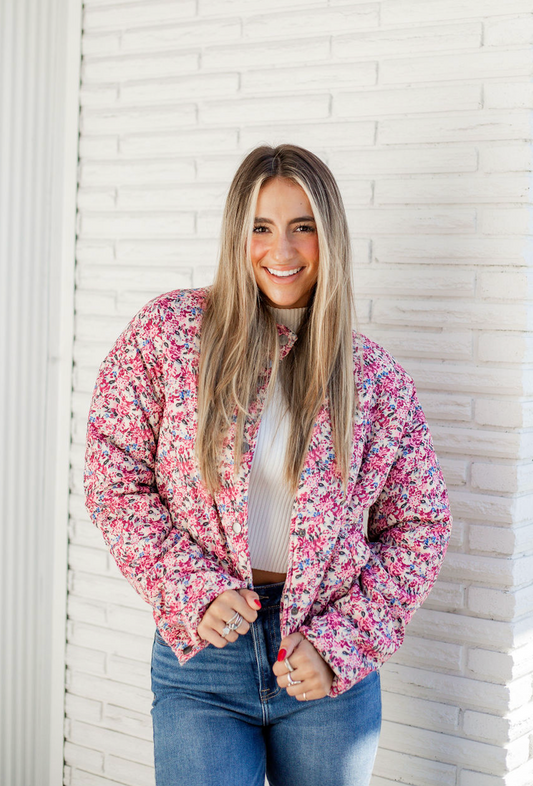 Floral Courdury Puffer Jacket