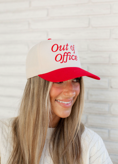 Out of Office Trucker Hat Cream/Red