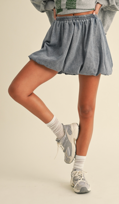 Denim Balloon Hem Skirt