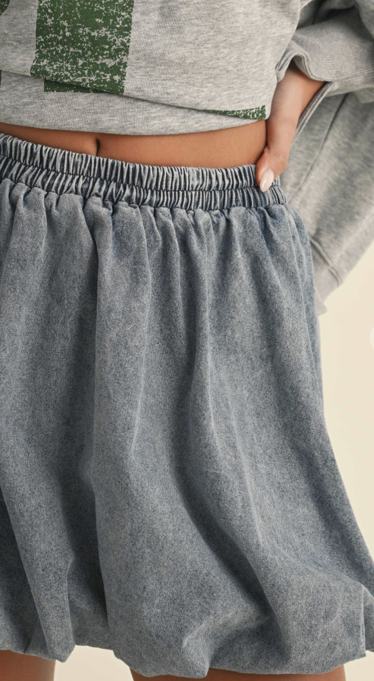 Denim Balloon Hem Skirt