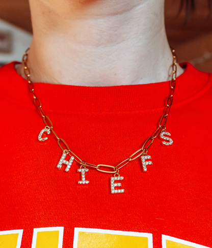 Chiefs Rhinestone Letter Necklace