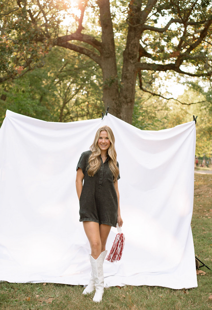 Black Denim Pocket Detail Romper