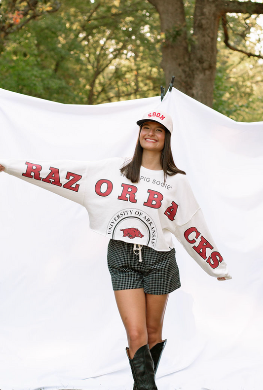 Razorbacks Cropped Long Sleeve Pullover