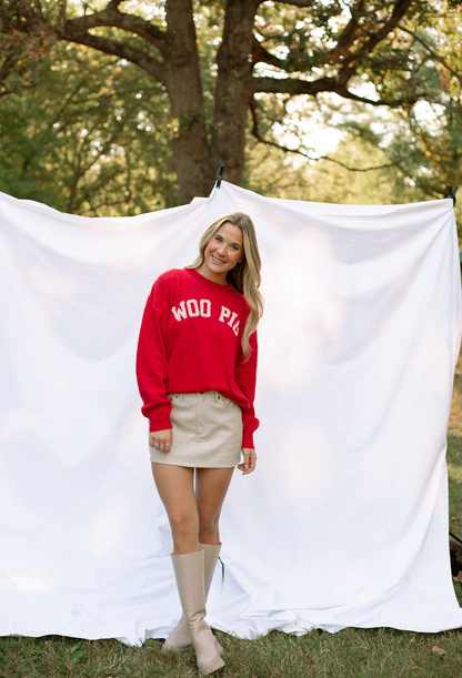 WOO PIG Oversized Crewneck Sweater Red/Nat