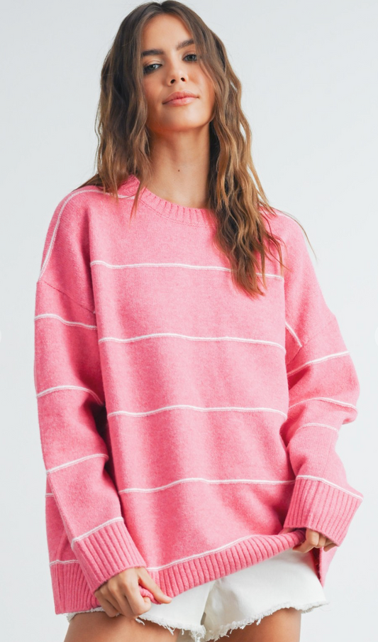 Pink/White Stripe Sweater