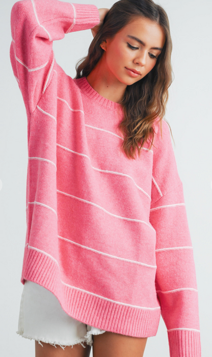 Pink/White Stripe Sweater