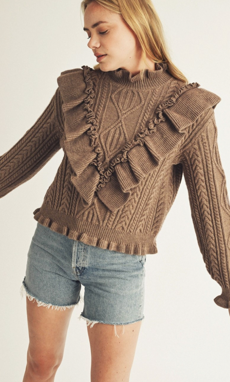 Bridget Ruffle Turtleneck Sweater