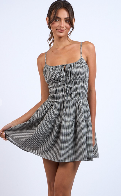 Checker Strappy Tie Dress