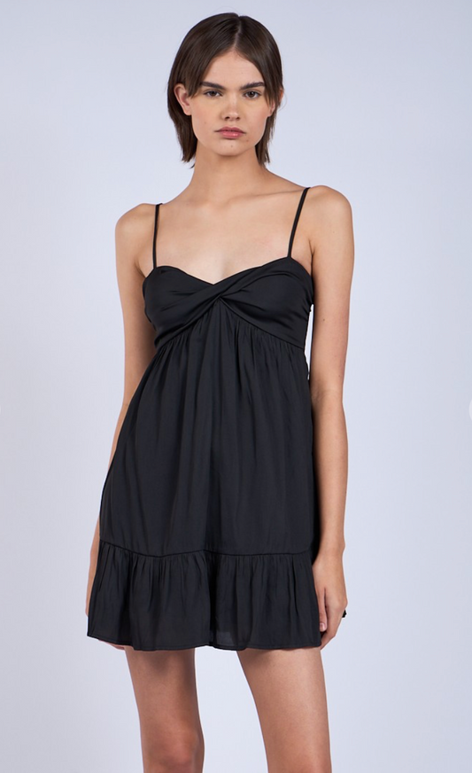 Solid Color Swing Dress Black