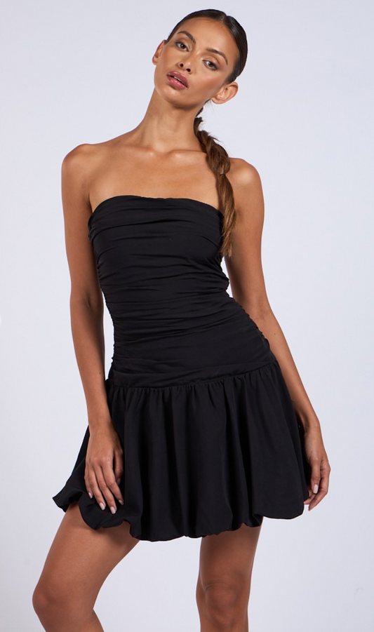 Black Bubble Hem Dress