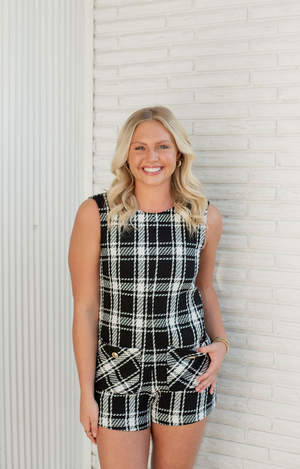 Tweed Romper w/ Pockets Black - RESTOCK