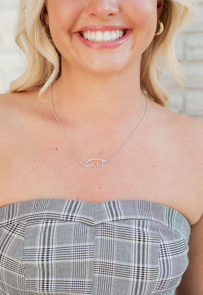 Outline Hogs Necklace Silver