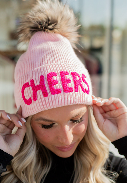 Pink Cheers Pom Pom Beanie