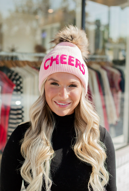 Pink Cheers Pom Pom Beanie