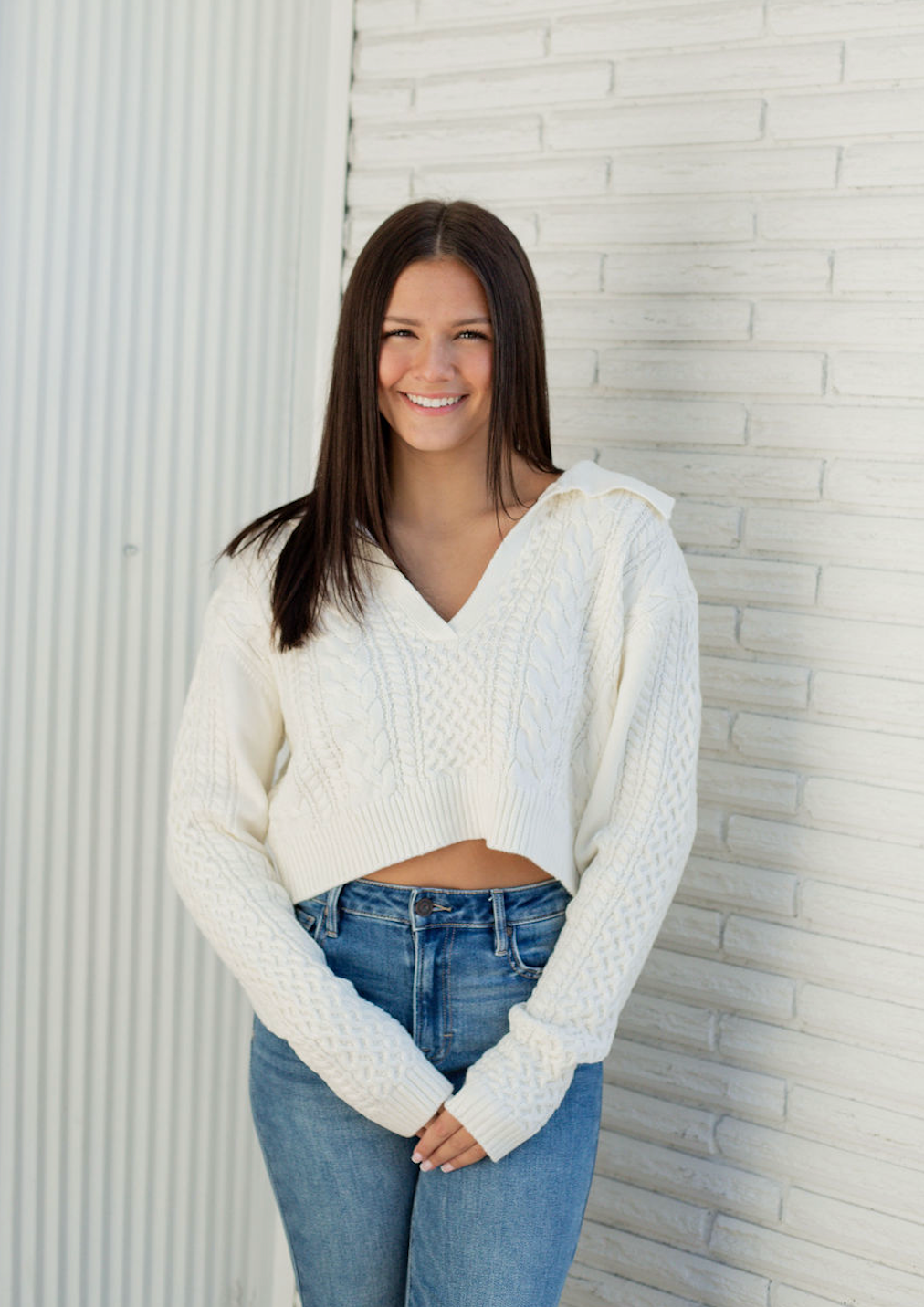 Cable Knit V-neck Sweater