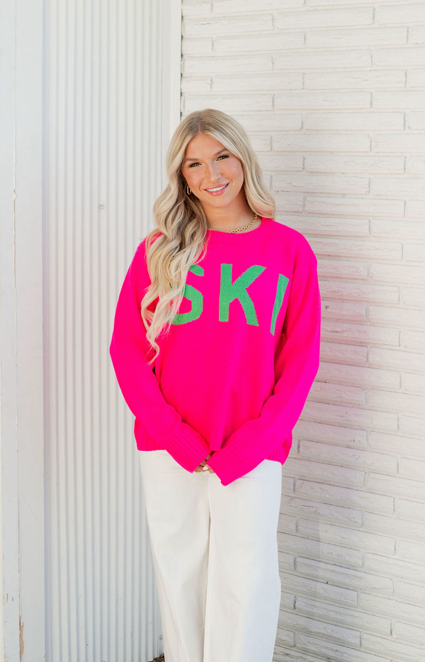 Bright Pink Ski Sweater