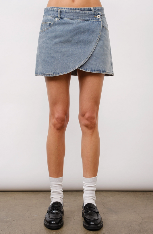 Wrap Effect Denim Skort