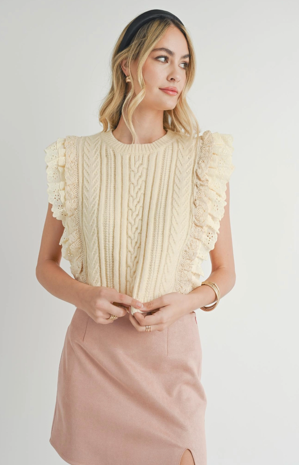 Vicki Lace Ruffles Sweater