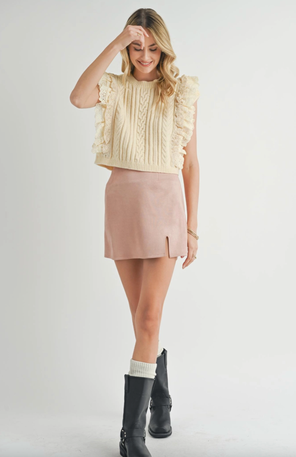 Vicki Lace Ruffles Sweater