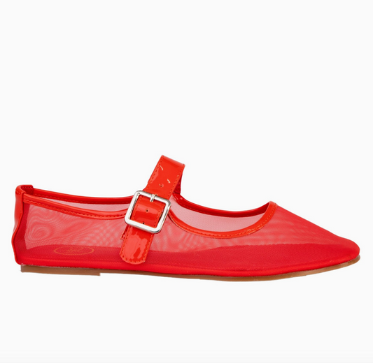 Levi Red Mesh Flats