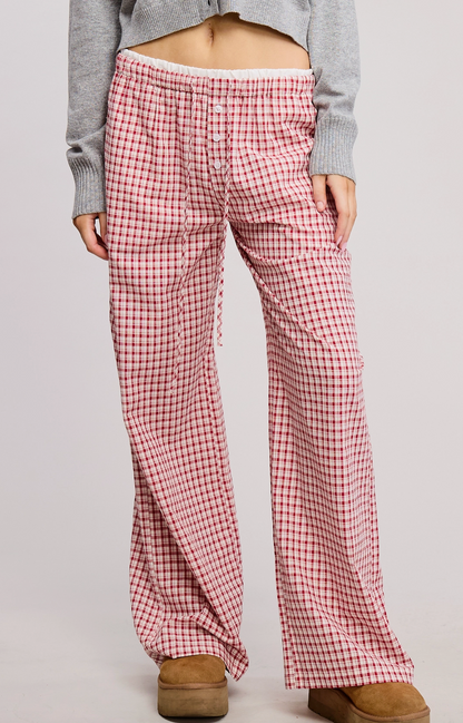 Gingham Boxer Pants Red