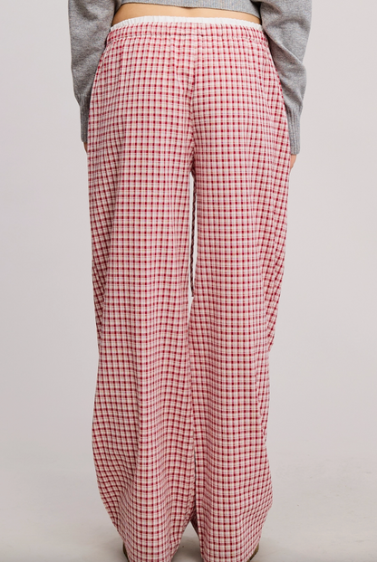 Gingham Boxer Pants Red