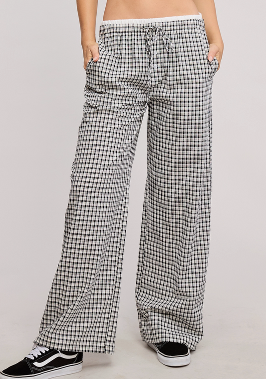 Gingham Boxer Pants Black