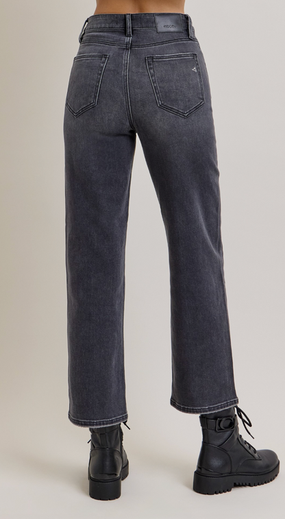 Ella Wide Straight Leg Charcoal Jeans