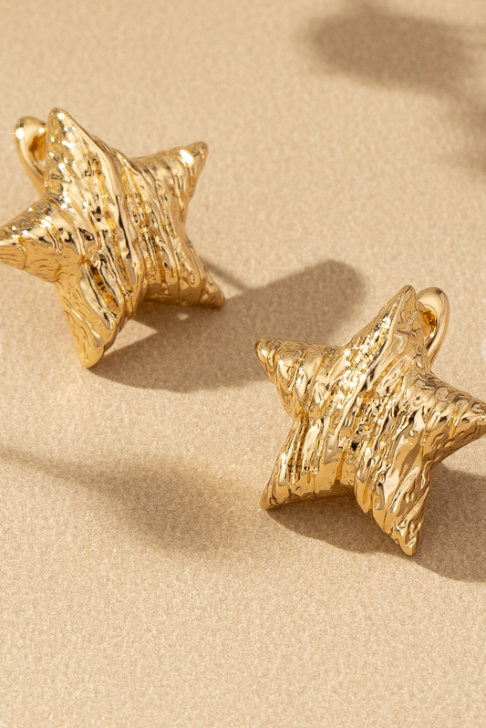 Textured Star Earrings