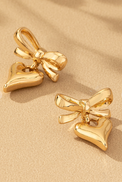 Puffy Bow + Heart Studs